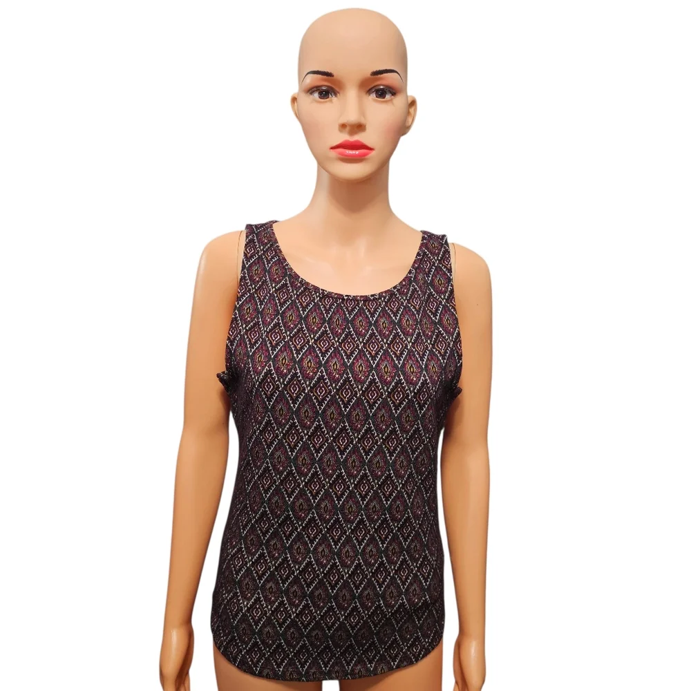 Free People Bright Side Boho Peekaboo Jacquard Tank Top Sz M